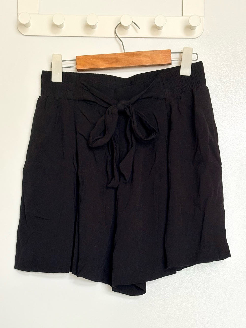 ZARA Black Tie-Front Shorts